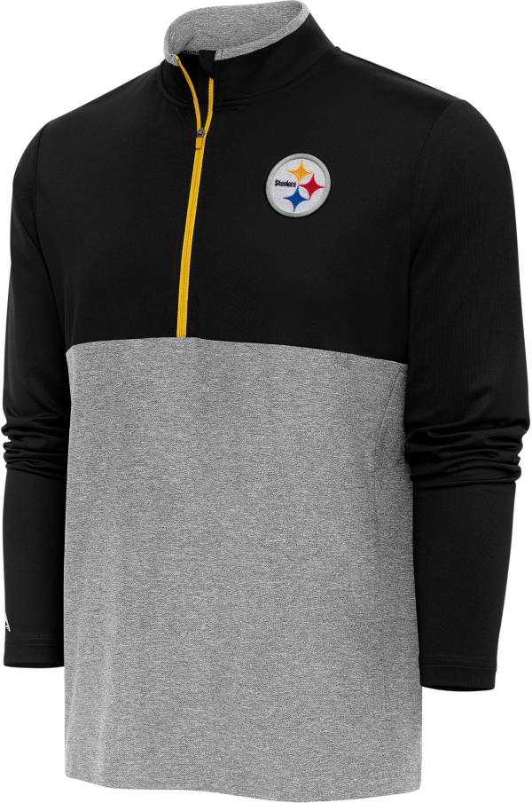 Antigua Men's Pittsburgh Steelers Zone Black Quarter-Zip Pullover T-Shirt product image