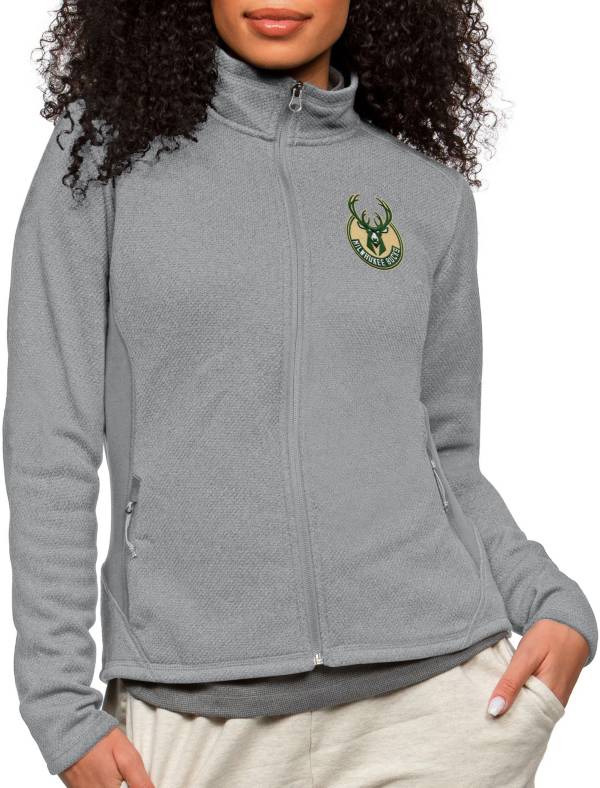 Antigua Women's Milwaukee Bucks Grey Course Jacket product image