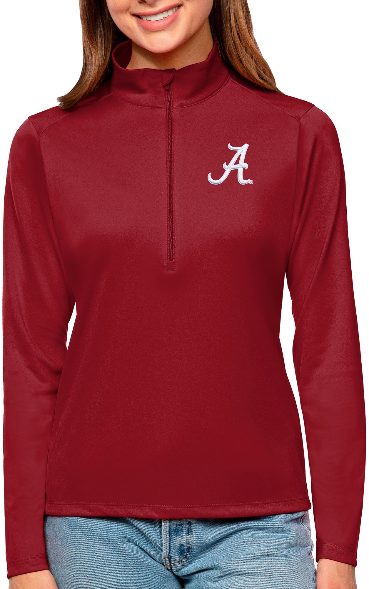 Antigua Women's Alabama Crimson Tide Cardinal Tribute Quarter-Zip Shirt