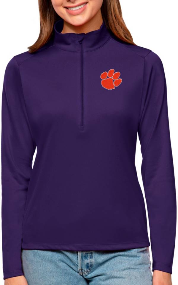 Antigua Women's Clemson Tigers Purple Tribute Quarter-Zip Shirt product image
