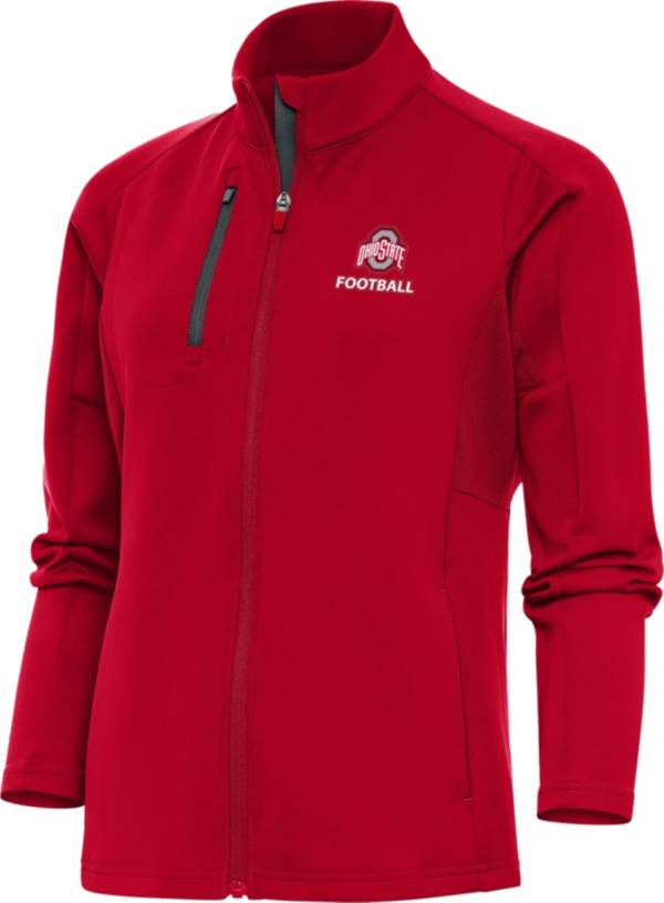 Antigua Women's Ohio State Buckeyes Football Dark Red Full Zip Jacket product image
