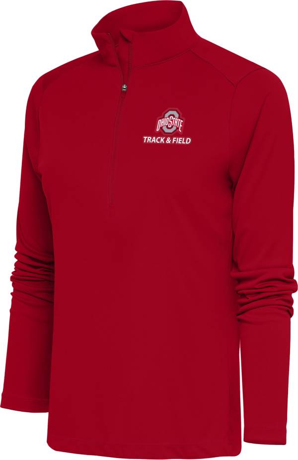 Antigua Women's Ohio State Buckeyes Track and Field Dark Red 1/4 Zip Jacket product image
