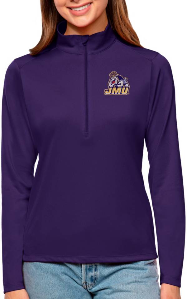 Antigua Women's James Madison Dukes Purple Tribute Quarter-Zip Shirt product image
