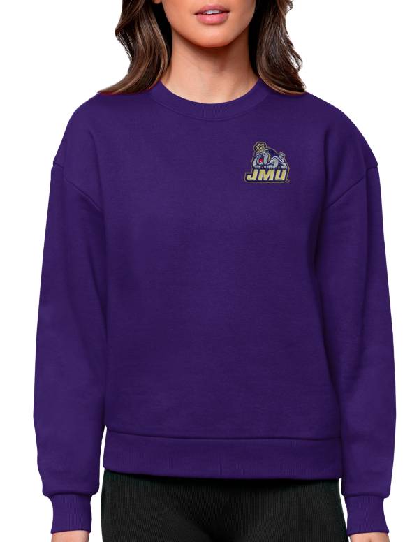 Antigua Women's James Madison Dukes Dark Purple Victory Crew Sweatshirt product image