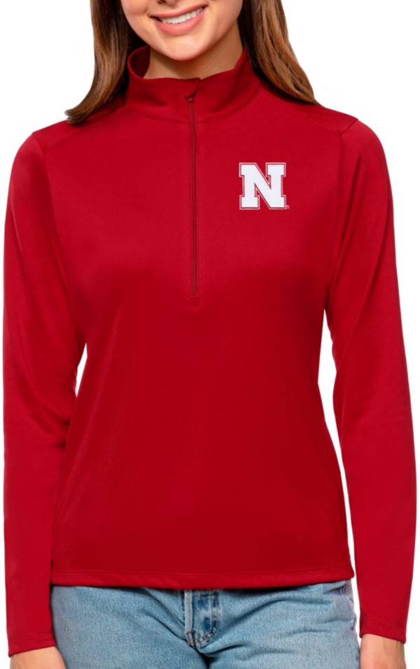 Antigua Women's Nebraska Cornhuskers Dark Red Tribute Quarter-Zip Shirt product image