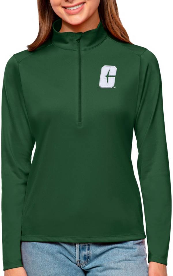 Men's Antigua White Charlotte 49ers Tribute Quarter-Zip Top