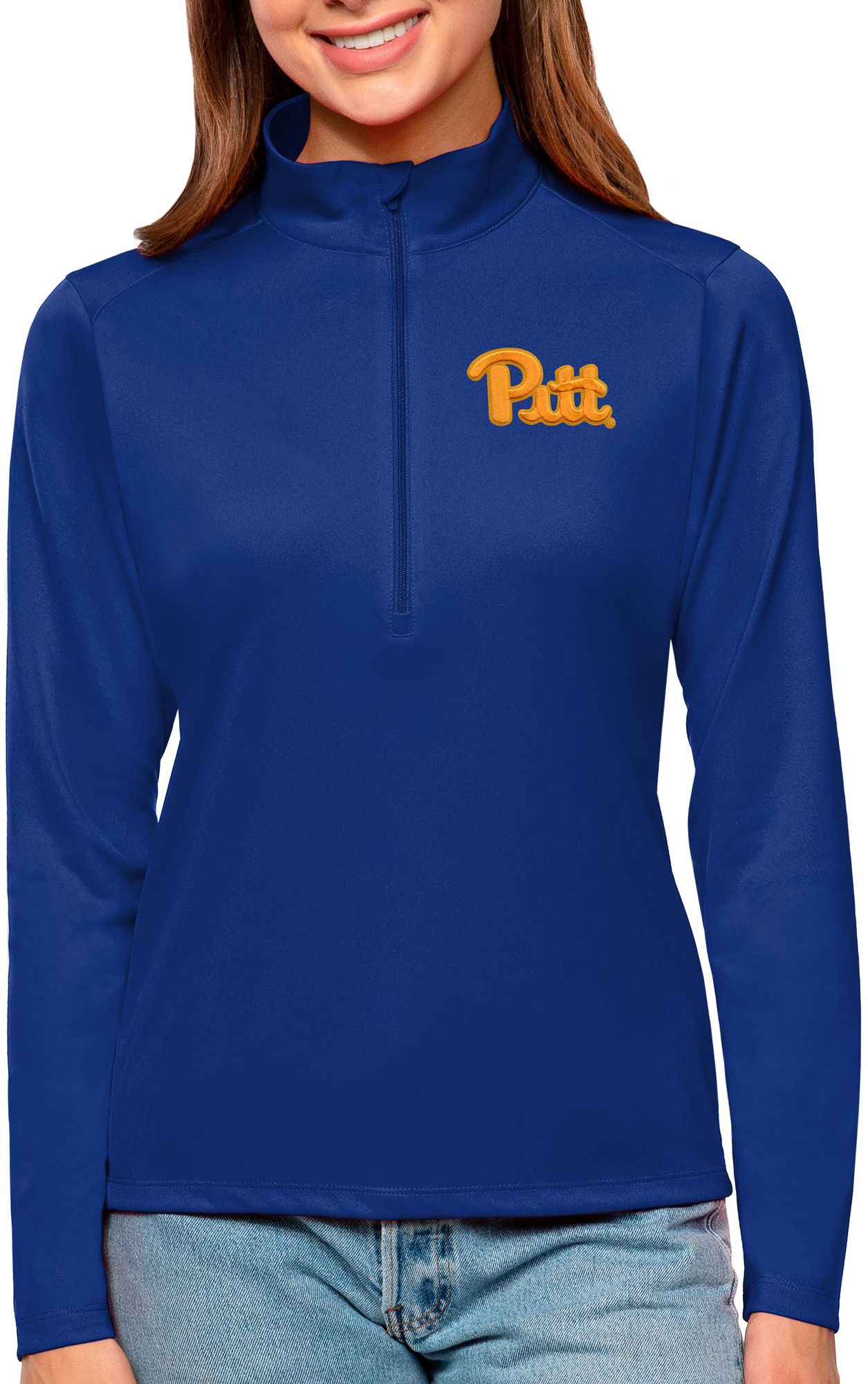 Antigua Women's Pitt Panthers Royal Blue Tribute Quarter-Zip Shirt