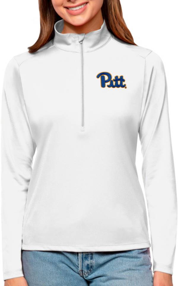 Antigua Women's Pitt Panthers White Tribute Quarter-Zip Shirt product image