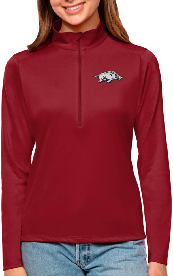 Antigua Women's Arkansas Razorbacks Cardinal Tribute Quarter-Zip Shirt product image
