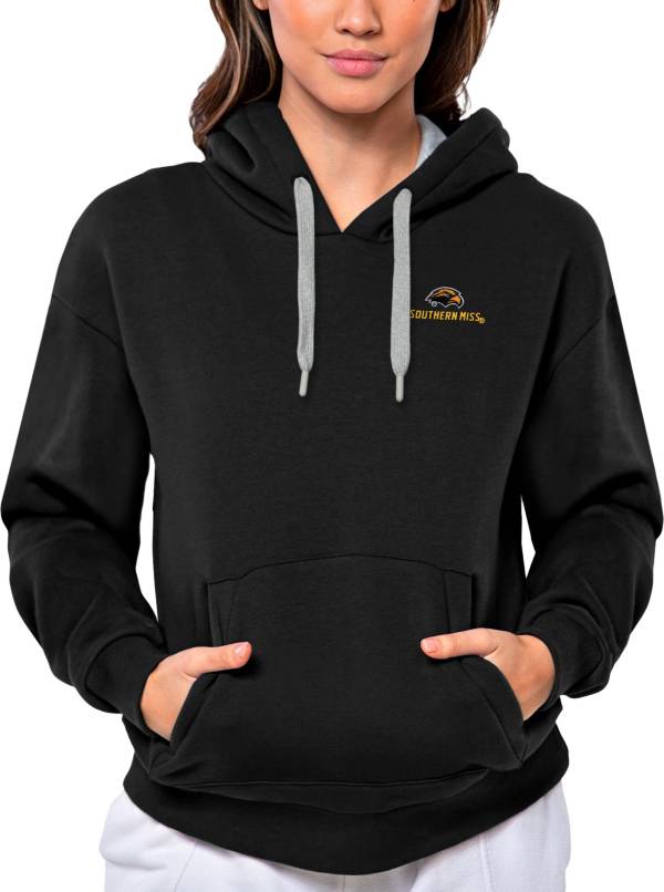 Carolina Panthers Antigua Logo Victory Pullover Hoodie - Black