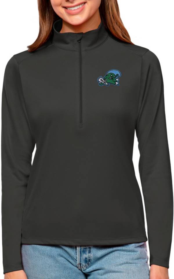 Antigua Women's Tulane Green Wave Grey Tribute Quarter-Zip Pullover product image