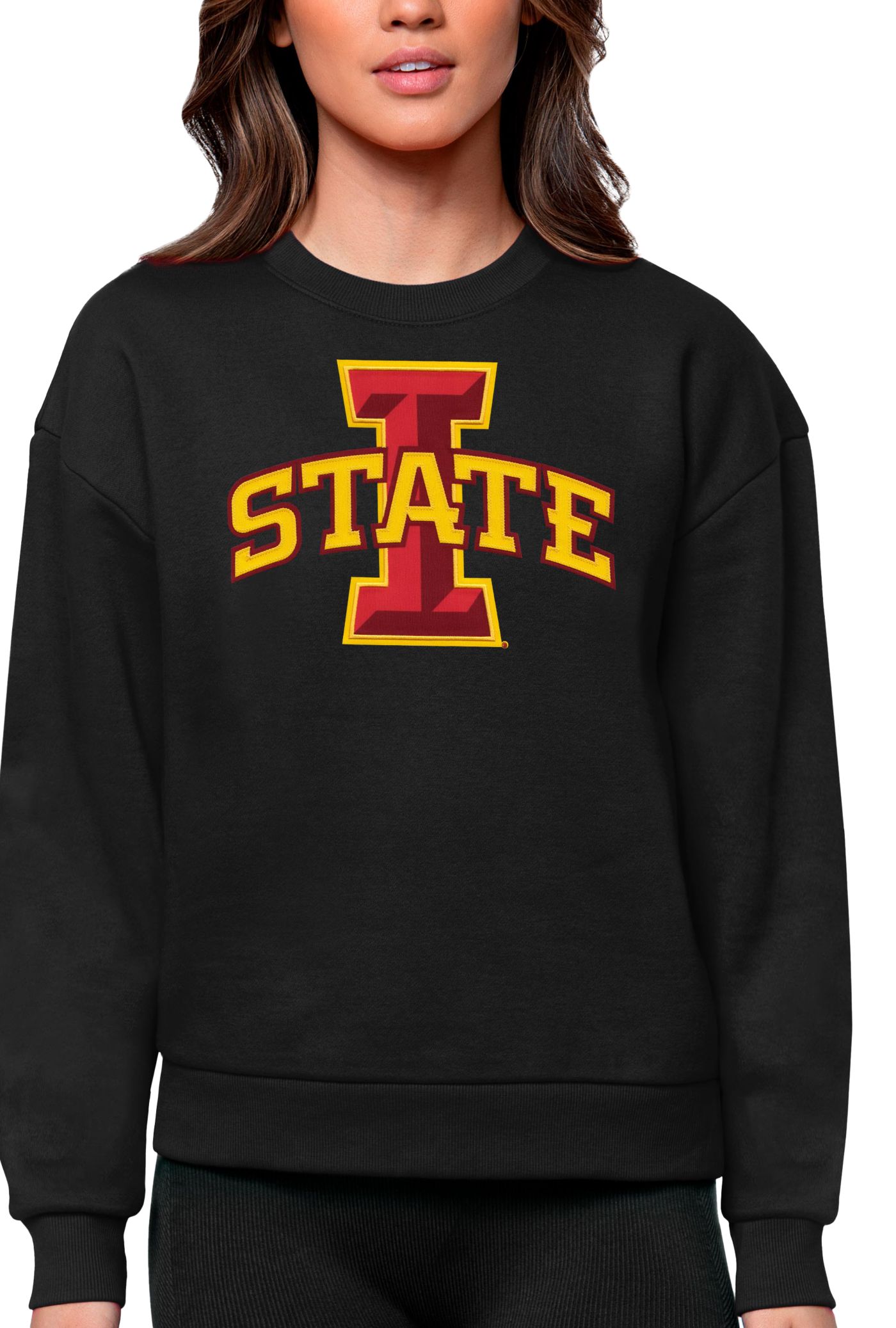 Antigua Women s Iowa State Cyclones Black Victory Crew Sweatshirt Dick s Sporting Goods