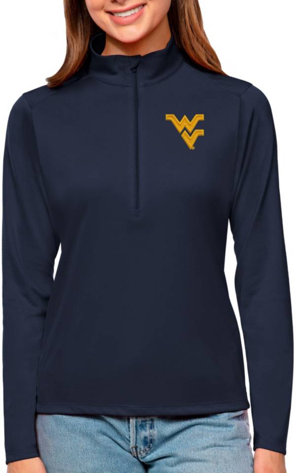 Antigua Women's West Virginia Mountaineers Blue Tribute Quarter-Zip Pullover product image