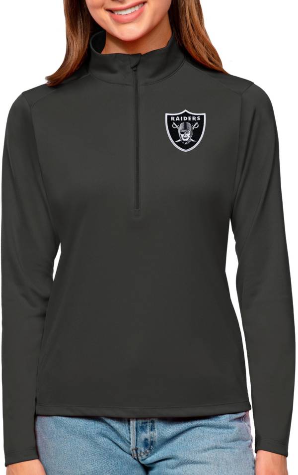 Antigua Women's Las Vegas Raiders Tribute Grey Quarter-Zip Pullover product image
