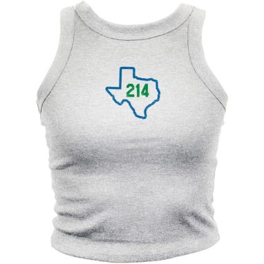 sorry, Where I'm From Women's Dallas 214 State White Cropped Tank Top is currently out of stock