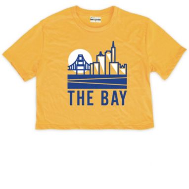 sorry, Where I'm From Women's GSW Bay Skyline Yellow/Royal Crop Top T-Shirt is currently out of stock