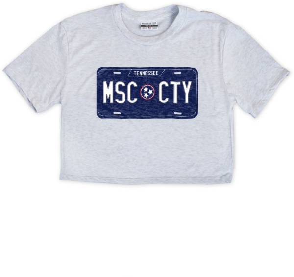 Where I'm From Women's Nashville Music License Plate White Cropped T-Shirt product image