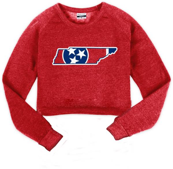 Where I'm From Tennessee Red Tri-Star State Fleece Cropped Crewneck Sweatshirt product image