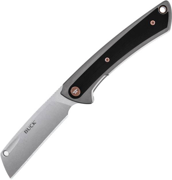 Buck 263 HiLine Ball Bearing Flipper Knife 3.25 D2 Stonewashed  Cleaver-Style Blade, Anodized Aluminum Handles with Black G10 Onlay -  KnifeCenter - 13243