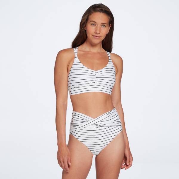 CALIA Women s Ruched Front Cross Back Medium Support Swim Top