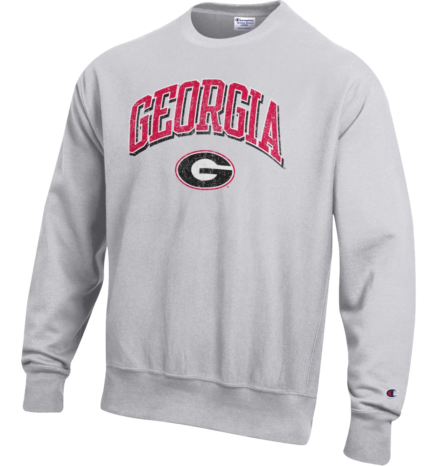 Champion Men s Georgia Bulldogs Silver Grey Reverse Weave Crew Sweater Large