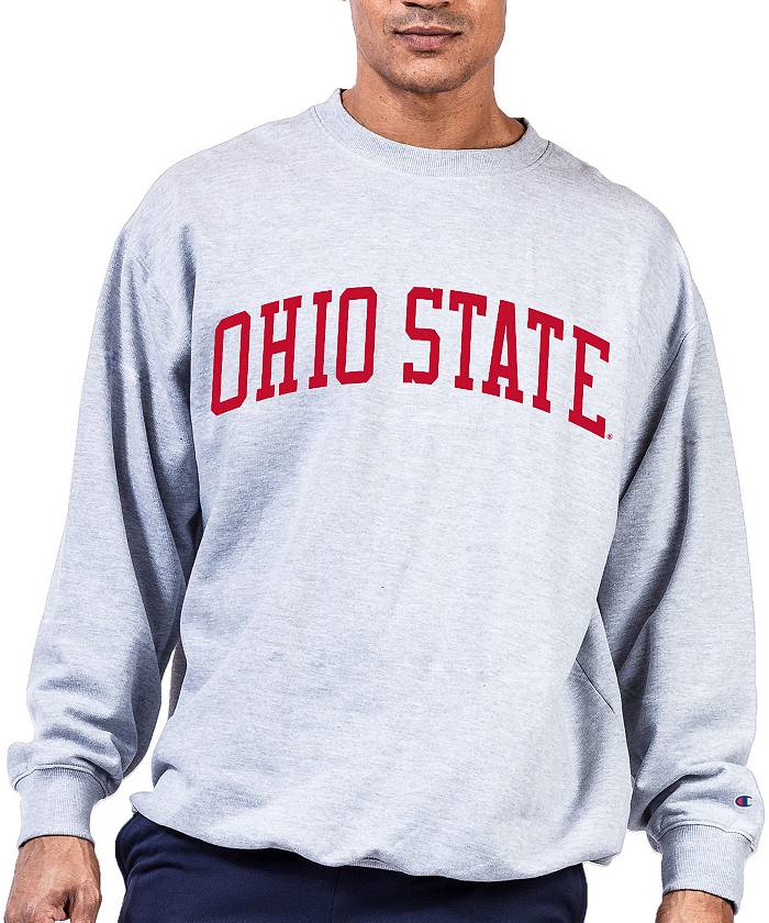 Champion Men's Big & Tall Ohio State Buckeyes Gray Reverse Weave Crew  Sweatshirt