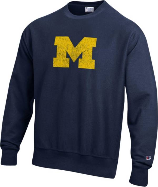 Champion Men's Michigan Wolverines Blue Reverse Weave Crew Sweatshirt product image