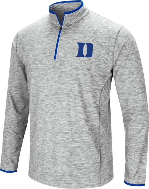 Colosseum Men's Duke Blue Devils Gray Rival Poly 1/4 Zip Jacket