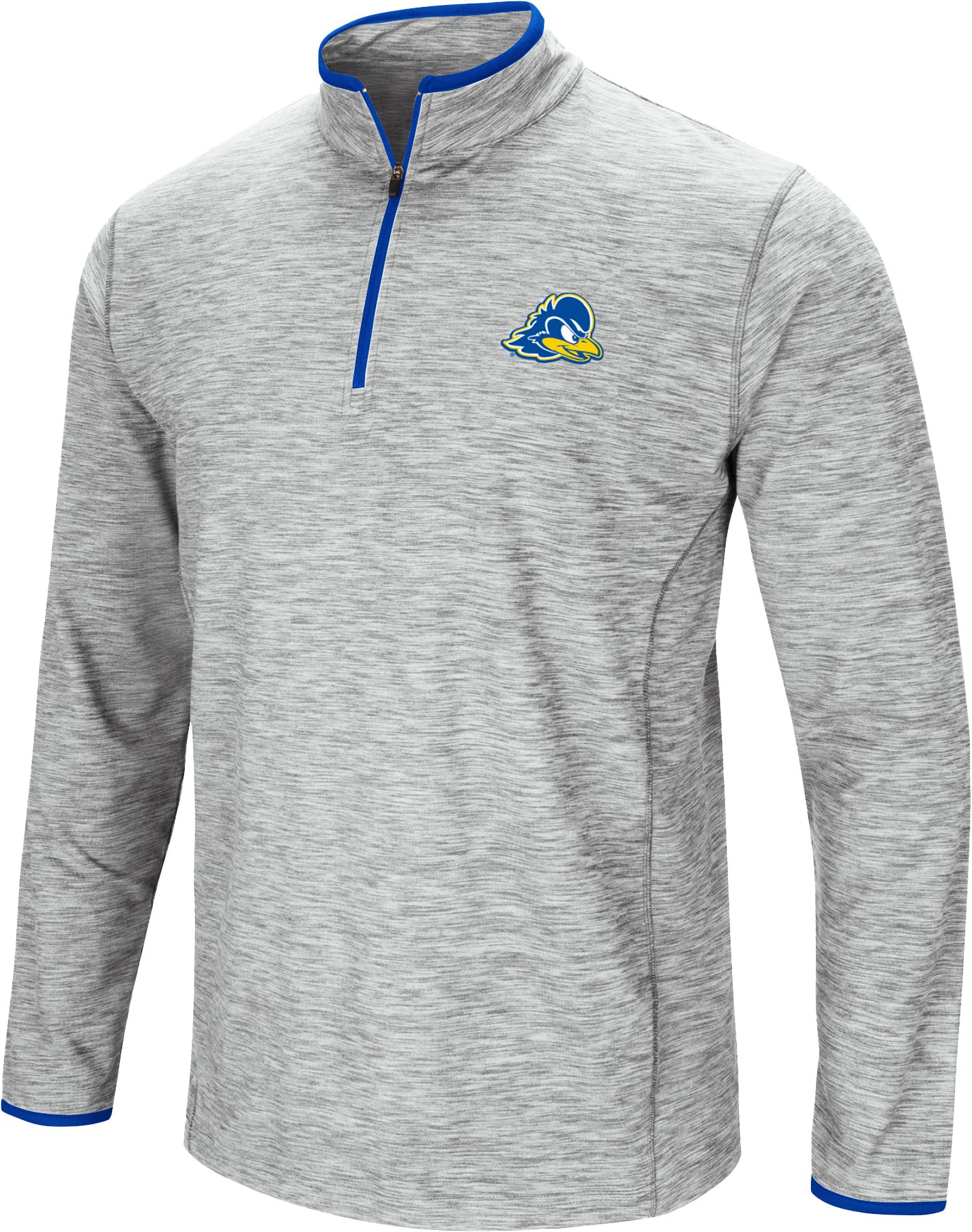 Colosseum Men's Delaware Fightin' Blue Hens Grey Slub 1/4 Zip Jacket