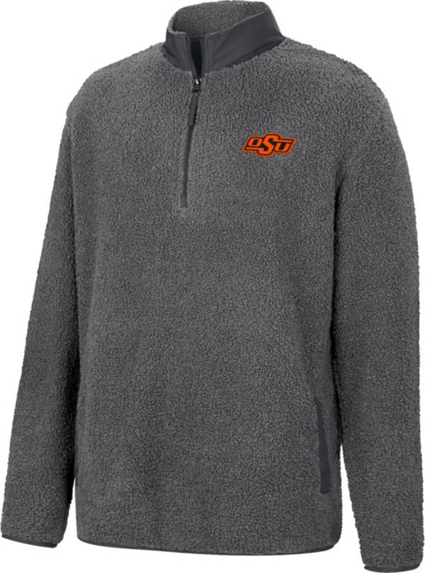 Colosseum Men's Oklahoma State Cowboys Grey Keeping Score Sherpa 1/4 Zip Jacket product image