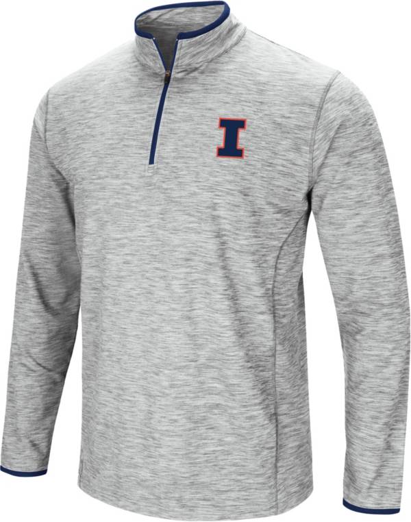 Colosseum Men's Illinois Fighting Illini Gray Rival Poly 1/4 Zip Jacket