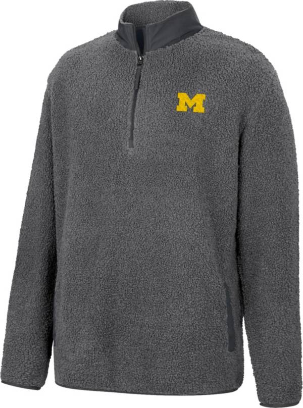 Colosseum Men's Michigan Wolverines Grey Keeping Score Sherpa 1/4 Zip Jacket product image