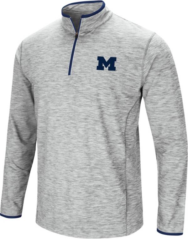 Colosseum Men's Michigan Wolverines Gray Rival Poly 1/4 Zip Jacket