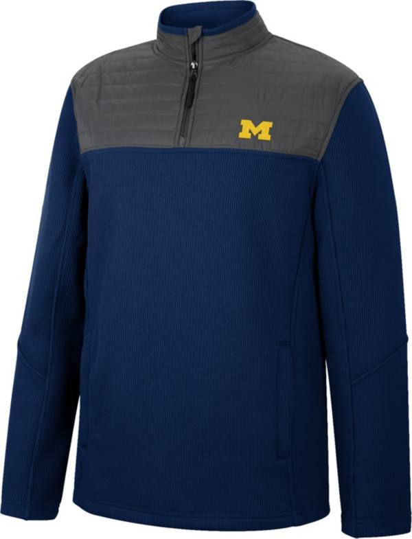 Colosseum Men's Michigan Wolverines Navy The Goods Long Sleeve 1/4 Zip Jacket product image