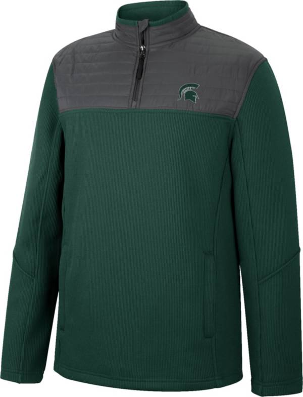 Colosseum Men's Michigan State Spartans Green The Goods Long Sleeve 1/4 Zip Jacket product image