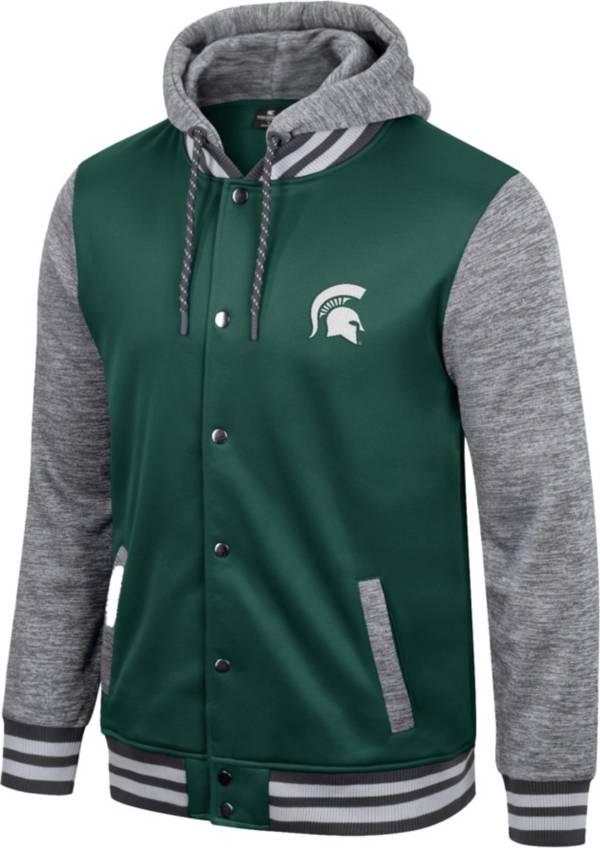 Colosseum Men's Michigan State Spartans Green Snap Hooded Jacket product image