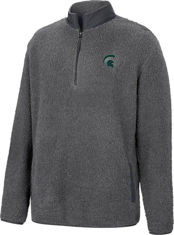 Colosseum Men's Michigan State Spartans Grey Keeping Score Sherpa 1/4 Zip Jacket product image