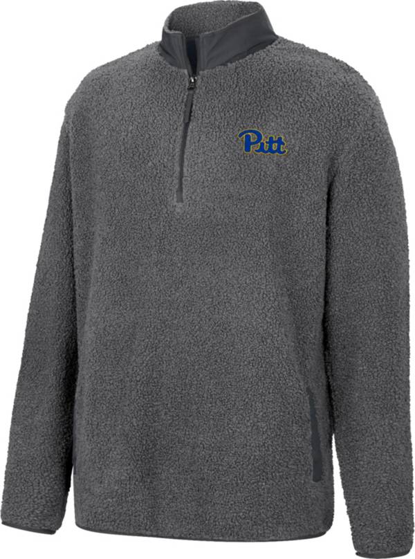 Colosseum Men's Pitt Panthers Grey Keeping Score Sherpa 1/4 Zip Jacket product image