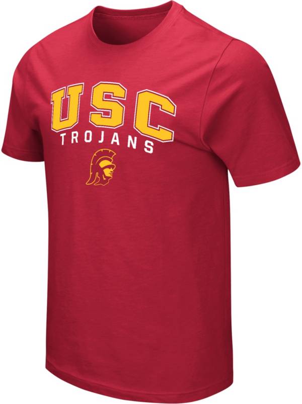 Men's Colosseum Heather Black USC Trojans Slub Long Sleeve Hoodie T-Shirt