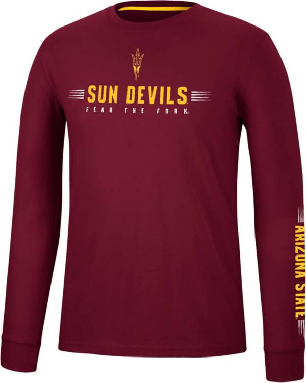 Colosseum Men's Arizona State Sun Devils Maroon Spackler Long Sleeve T-Shirt product image