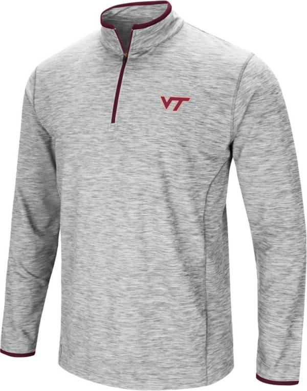 Colosseum Men's Virginia Tech Hokies Gray Rival Poly 1/4 Zip Jacket product image