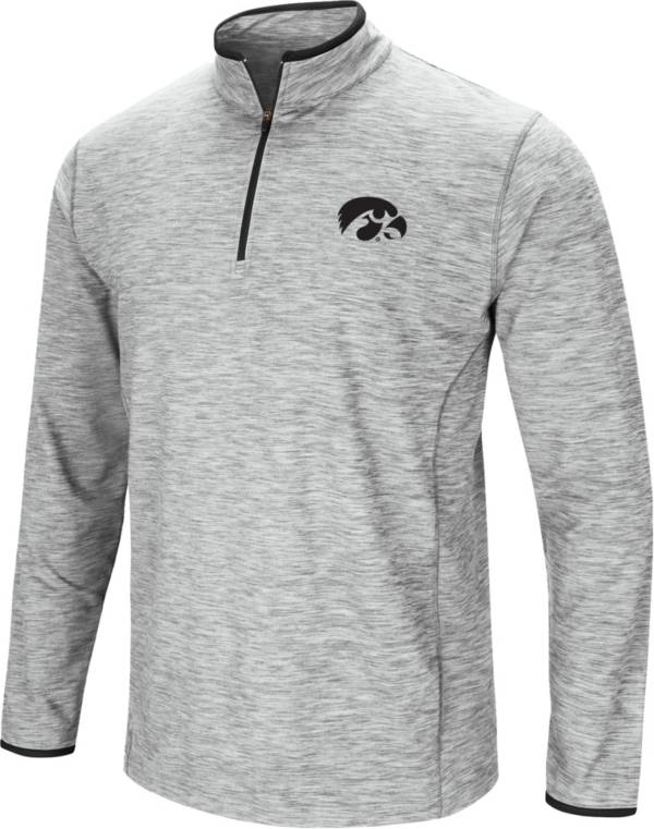 Colosseum Men's Iowa Hawkeyes Gray Rival Poly 1/4 Zip Jacket product image
