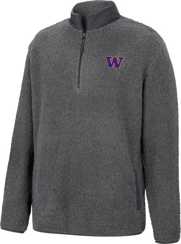 Colosseum Men's Washington Huskies Grey Keeping Score Sherpa 1/4 Zip Jacket product image