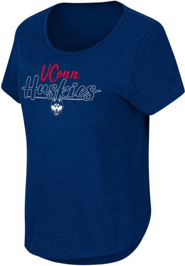 Colosseum Women's UConn Huskies Blue Curved Hem T-Shirt product image