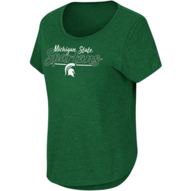 sorry, Colosseum Women's Michigan State Spartans Green Curved Hem T-Shirt is currently out of stock