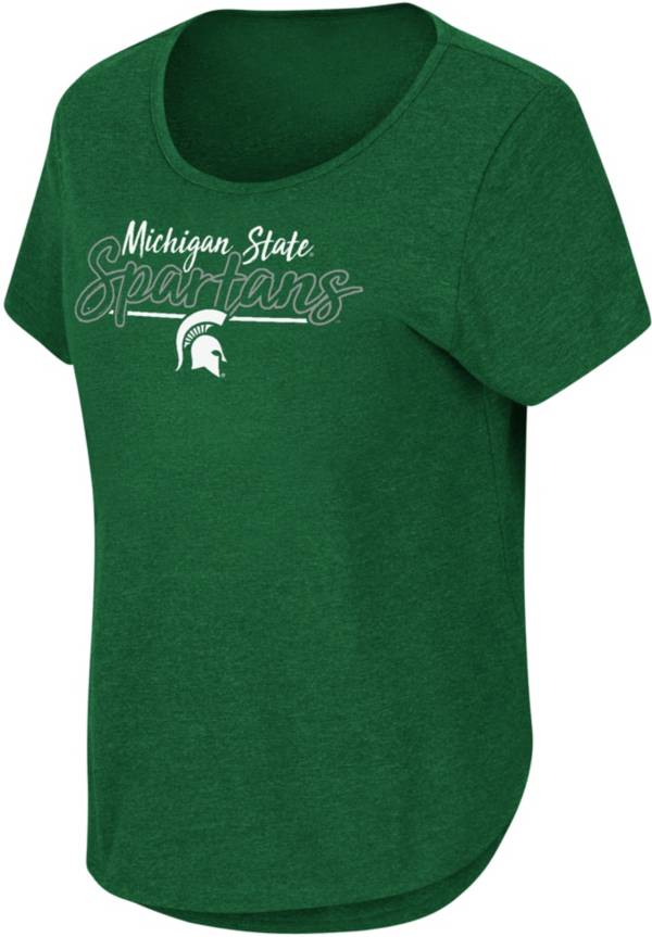 Colosseum Women's Michigan State Spartans Green Curved Hem T-Shirt product image
