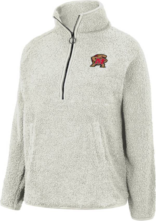 Colosseum Women's Maryland Terrapins White Sherpa 1/4 Zip Jacket product image