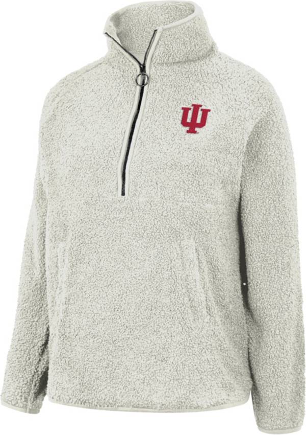 Colosseum Women's Indiana Hoosiers White Sherpa 1/4 Zip Jacket product image