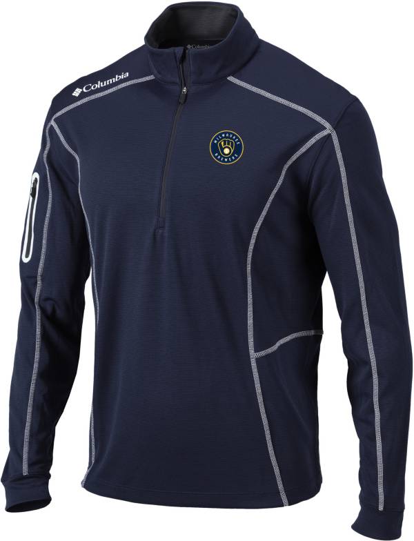 Dick's Sporting Goods Columbia Men's Milwaukee Brewers Navy Shotgun 2.0  Quarter-Zip Shirt