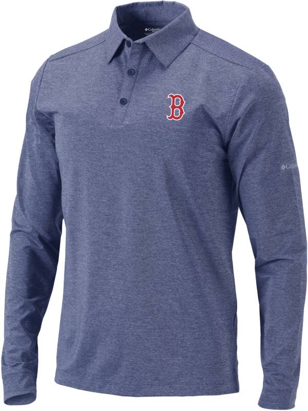 Columbia Men's Boston Red Sox Navy Pin High Long Sleeve Polo product image